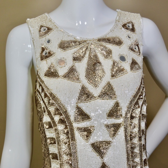 80% recycledl Sequined/Gold Mini Dress Try this embroidered gold number  ๐ฌ๐งUK - Picture 11 of 16